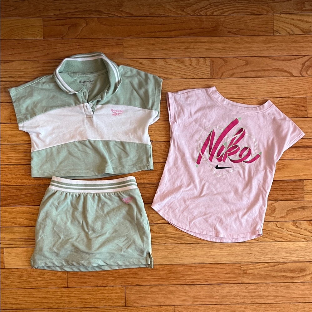 Nike Kids' Mint Green and Light Pink Polo Set